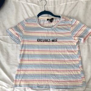 thin rainbow stripes excusez-moi tee